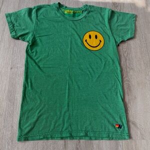 Aviator Nation Green Tee with Yellow Smiley